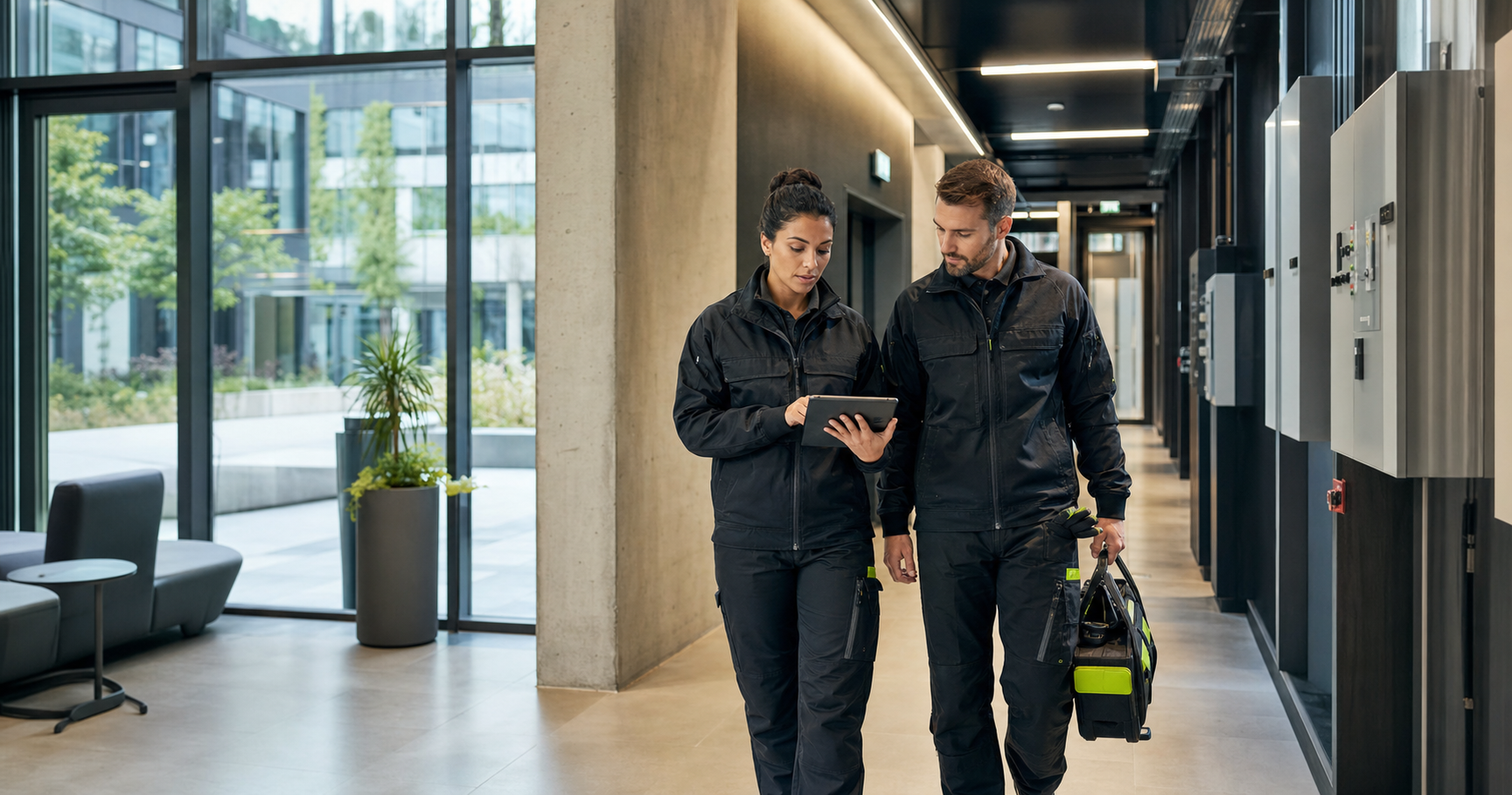 Operatives Facility-Team bei der digitalen Objektkontrolle